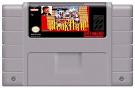 Cartridge artwork for BreakThru! on the Nintendo SNES.