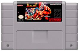 Cartridge artwork for Breath of Fire on the Nintendo SNES.