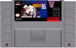 Cartridge artwork for Brett Hull Hockey 95 on the Nintendo SNES.