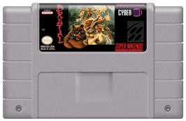 Cartridge artwork for Brutal: Paws of Fury on the Nintendo SNES.
