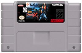 Cartridge artwork for Castlevania: Dracula X on the Nintendo SNES.
