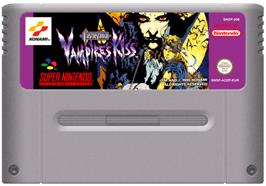 Cartridge artwork for Castlevania: Vampire's Kiss on the Nintendo SNES.