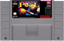 Cartridge artwork for Championship Pool on the Nintendo SNES.