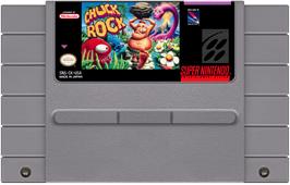 Cartridge artwork for Chuck Rock on the Nintendo SNES.