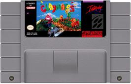 Cartridge artwork for Claymates on the Nintendo SNES.