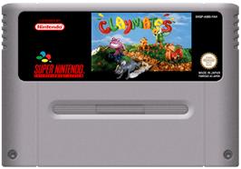 Cartridge artwork for Claymates on the Nintendo SNES.