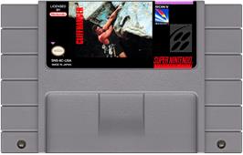 Cartridge artwork for Cliffhanger on the Nintendo SNES.