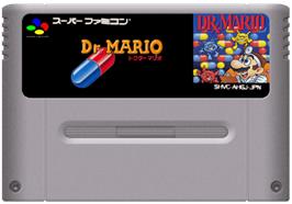 Cartridge artwork for Dr. Mario on the Nintendo SNES.