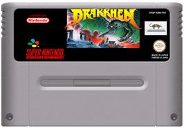 Cartridge artwork for Drakkhen on the Nintendo SNES.