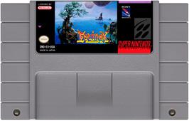Cartridge artwork for Equinox on the Nintendo SNES.