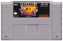 Cartridge artwork for Faceball 2000 on the Nintendo SNES.