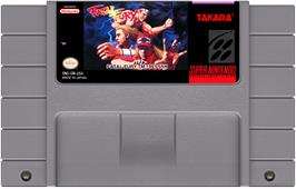 Cartridge artwork for Fatal Fury on the Nintendo SNES.