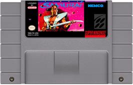 Cartridge artwork for First Samurai on the Nintendo SNES.