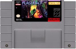 Cartridge artwork for Flashback - The Quest For Identity on the Nintendo SNES.