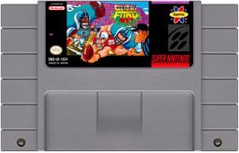 Cartridge artwork for Football Fury on the Nintendo SNES.