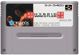 Cartridge artwork for Funaki Masakatsu Hybrid Wrestler - Tougi Denshou on the Nintendo SNES.