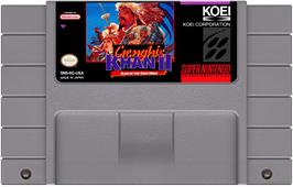 Cartridge artwork for Genghis Khan 2 - Clan Of The Grey Wolf on the Nintendo SNES.
