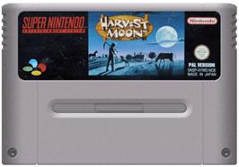 Cartridge artwork for Harvest Moon on the Nintendo SNES.
