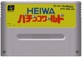 Cartridge artwork for Heiwa Pachinko World on the Nintendo SNES.