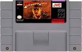 Cartridge artwork for Indiana Jones' Greatest Adventures on the Nintendo SNES.