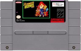 Cartridge artwork for James Bond Jr. on the Nintendo SNES.