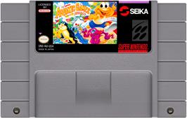 Cartridge artwork for James Pond's Crazy Sports on the Nintendo SNES.
