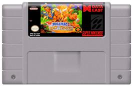 Cartridge artwork for Joe & Mac 2: Lost in the Tropics on the Nintendo SNES.