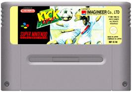 Cartridge artwork for Kick Off on the Nintendo SNES.