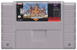 Cartridge artwork for King Arthur & the Knights of Justice on the Nintendo SNES.