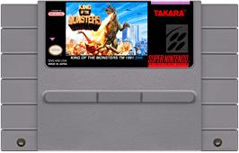 Cartridge artwork for King Of The Monsters on the Nintendo SNES.
