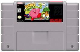 Cartridge artwork for Kirby's DreamLand 3 on the Nintendo SNES.