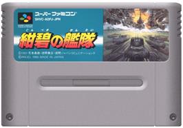 Cartridge artwork for Konpeki No Kantai on the Nintendo SNES.