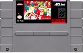 Cartridge artwork for Krusty's Super Fun House on the Nintendo SNES.