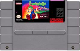 Cartridge artwork for Lemmings on the Nintendo SNES.