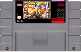Cartridge artwork for Lost Vikings, The on the Nintendo SNES.