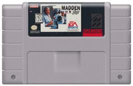 Cartridge artwork for Madden NFL '96 on the Nintendo SNES.