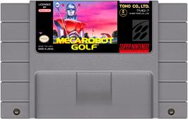 Cartridge artwork for Mecarobot Golf on the Nintendo SNES.