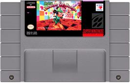 Cartridge artwork for Mickey's Ultimate Challenge on the Nintendo SNES.