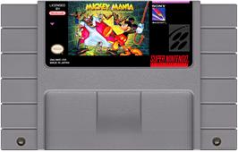 Cartridge artwork for Mickey Mania - The Timeless Adventures Of Mickey Mouse on the Nintendo SNES.