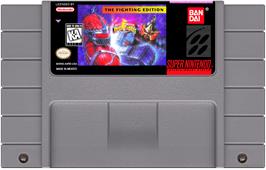 Cartridge artwork for Mighty Morphin Power Rangers - The Fighting Edition on the Nintendo SNES.