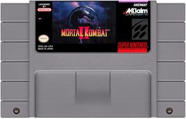 Cartridge artwork for Mortal Kombat 2 on the Nintendo SNES.
