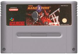 Cartridge artwork for NBA Hang Time on the Nintendo SNES.