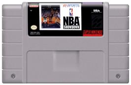 Cartridge artwork for NBA Showdown on the Nintendo SNES.