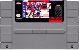 Cartridge artwork for Nhlpa Hockey 93 on the Nintendo SNES.