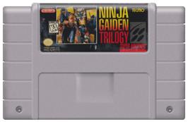 Cartridge artwork for Ninja Gaiden Trilogy on the Nintendo SNES.