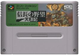 Cartridge artwork for Nobunaga No Yabou - Tenshouki on the Nintendo SNES.
