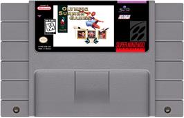 Cartridge artwork for Olympic Summer Games on the Nintendo SNES.