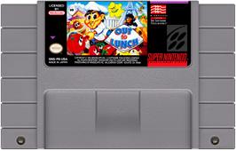 Cartridge artwork for Out To Lunch on the Nintendo SNES.