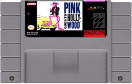 Cartridge artwork for Pink Goes To Hollywood on the Nintendo SNES.