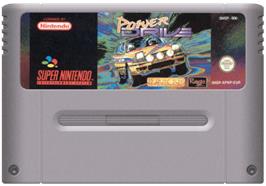 Cartridge artwork for Power Drive on the Nintendo SNES.